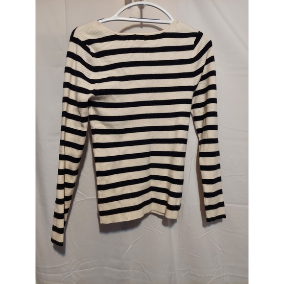 A New Day Women's XL Long Sleeve Ribbed Knit Striped Top Pullover - Picture 3 of 3